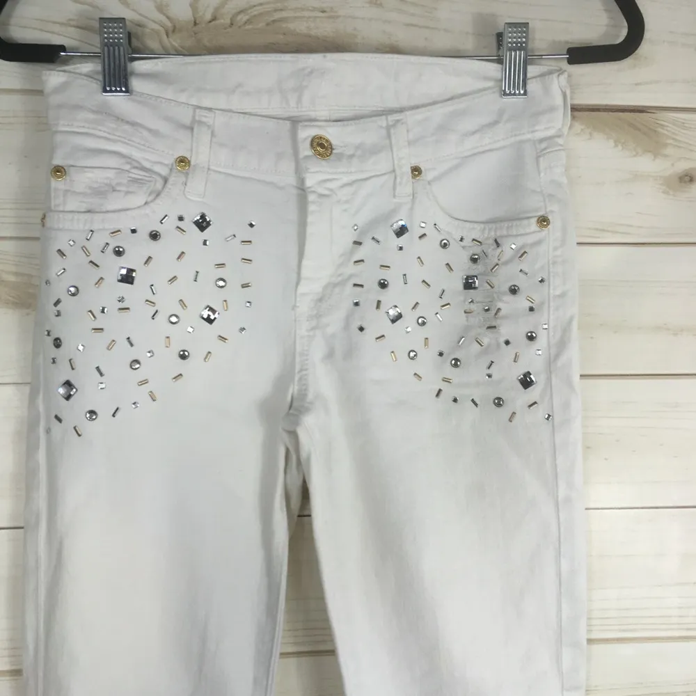 7 for all Mankind the Slim Cigarette Embellished White - Image 9