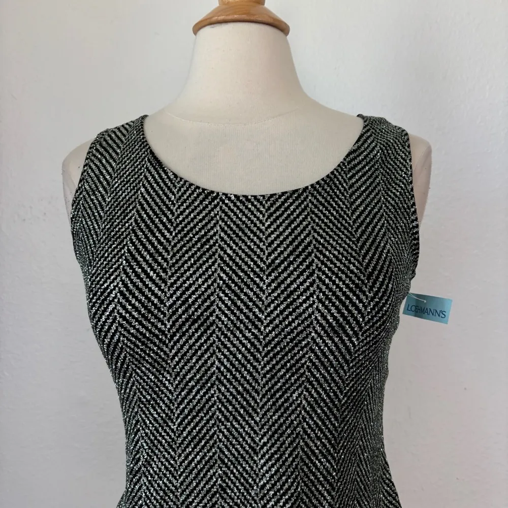 Xscape Fitted Black and Silver Sleeveless Tank Top - Image 4