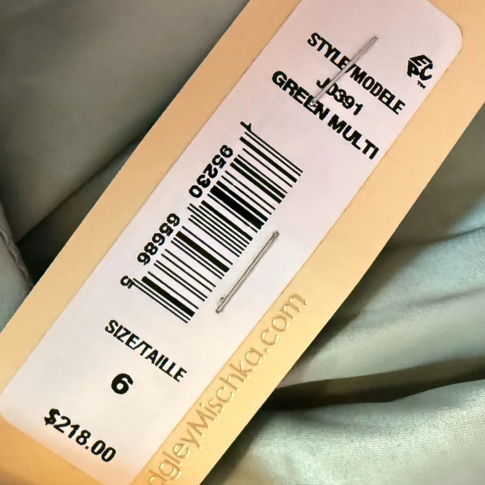 Jewel Badgley Mischka Elena Draped One Shoulder Sheath Gown Green Women’s Sz 6 - Image 8