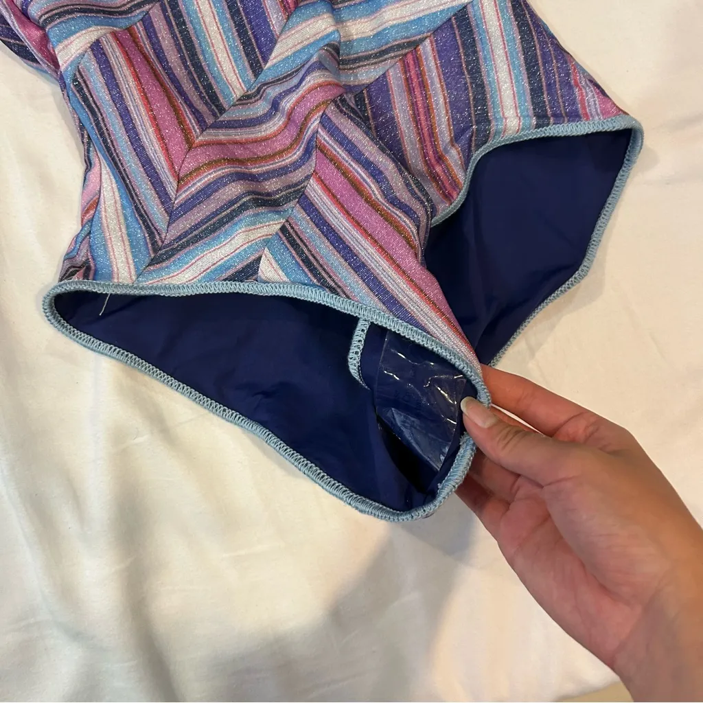 NEW Becca Swim Womens Metallic One Shoulder One-Piece Swimsuit - Image 7