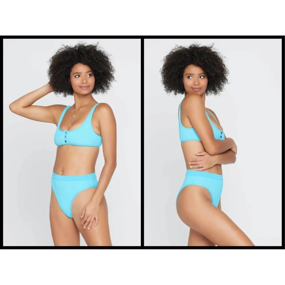 💕L*SPACE💕 Henley Ribbed Bikini Aquarius XL/M NWT - Image 5