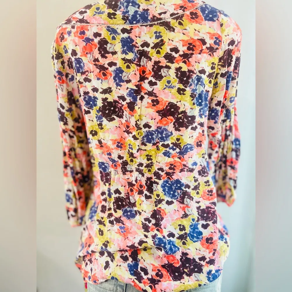 Anthropologie Maeve Pansy Field floral popover peasant blouse  women's size 4 - Image 10