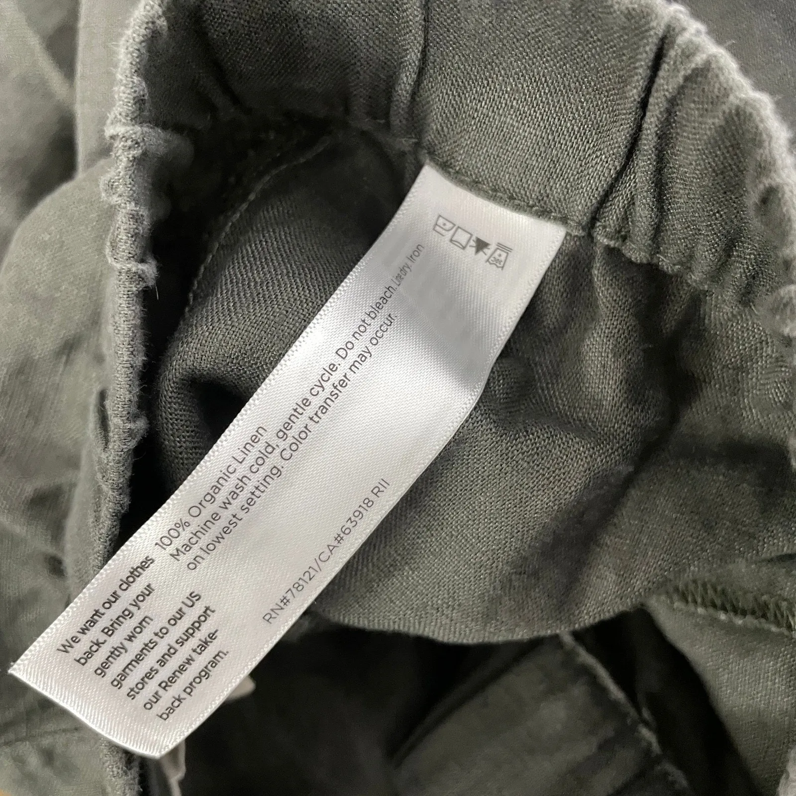 Eileen Fisher Pants Womens Petite Medium Olive Organic Linen Wide Leg Zip Career - Image 9