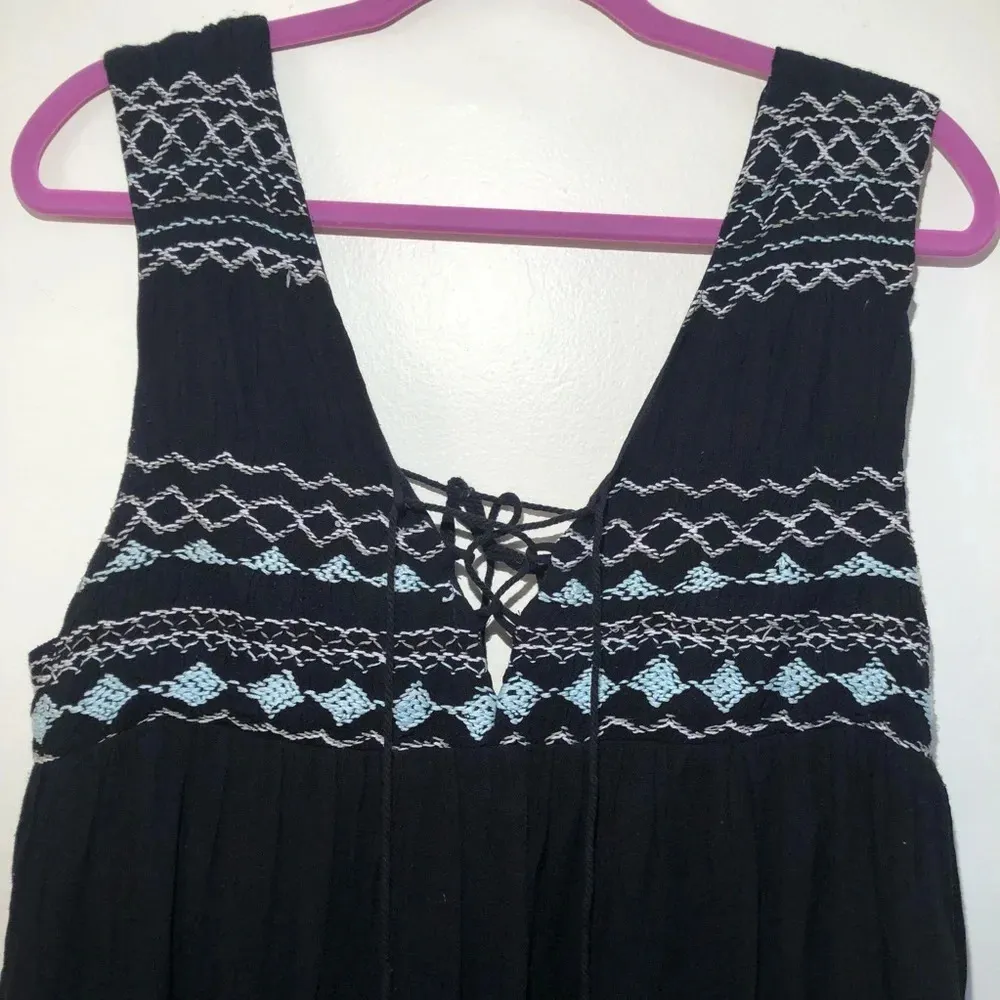 Free People Embroidered‎ Simply Dress In Black - Image 4