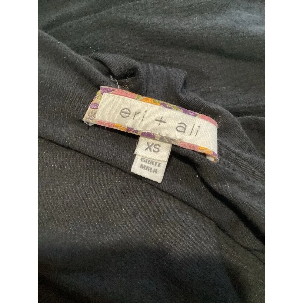 Eri+Ali Black Ruffle Collar Long Sleeve Pullover Blouse Stretch Lightweight XS - Image 5