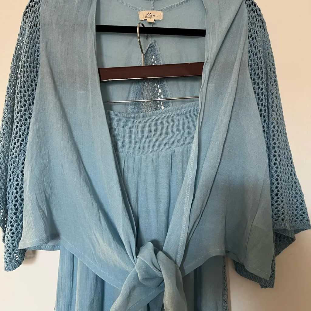 Elan Light Blue Tie Top & Pants Crochet - Image 4