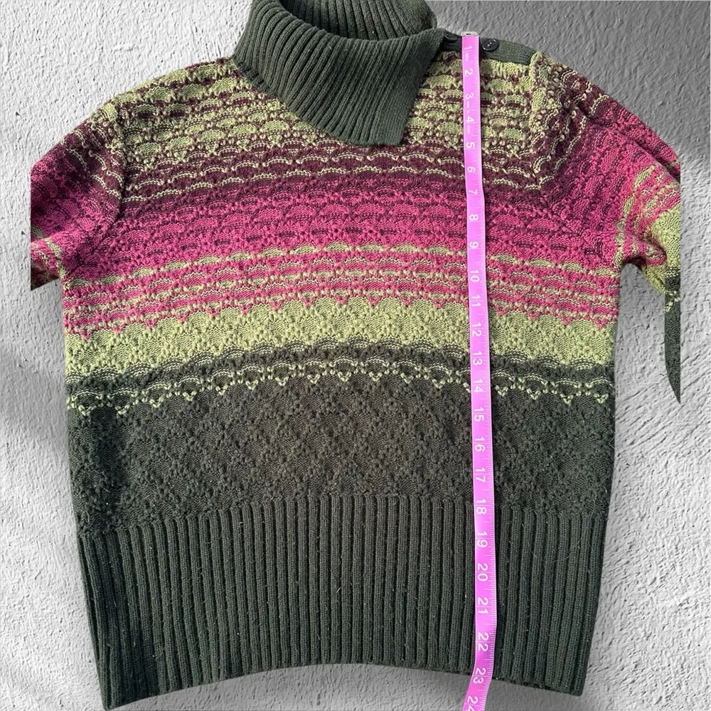 Norton McNaughton Soft and comfy vintage 90s green and pink turtleneck sweater - Image 6