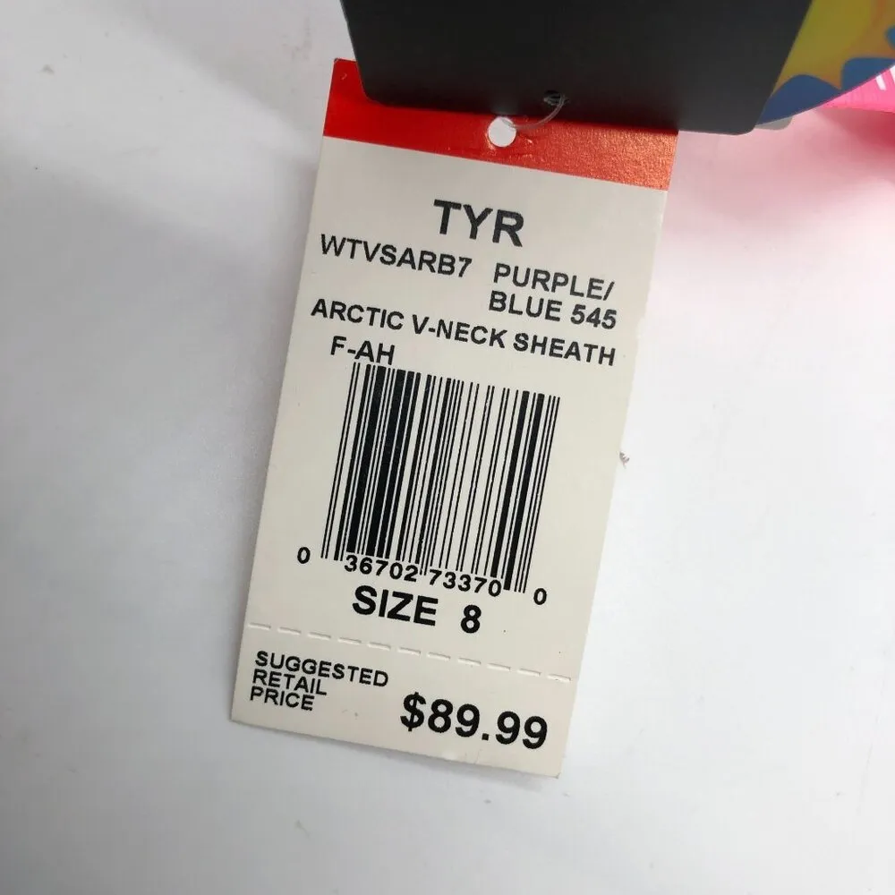 TYR Womens Arctic V-Neck Sheath One Piece Swimsuit Swimdress Purple Blue 8 - Image 6