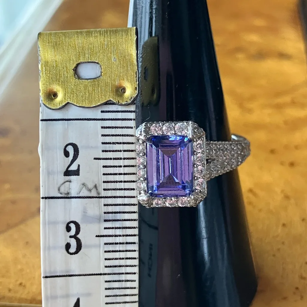 Judith Ripka Simulated Tanzanite White Diamond Sterling Silver Ring Size 8 - Image 8