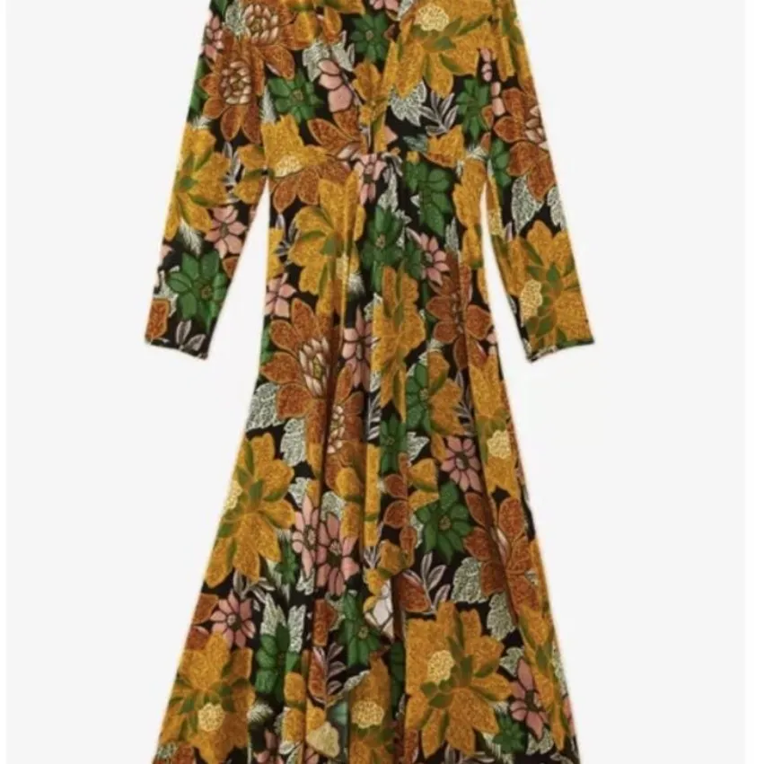 FARM Rio Anthropologie  Black Garden Maxi Dress fall colors sz S - Image 2