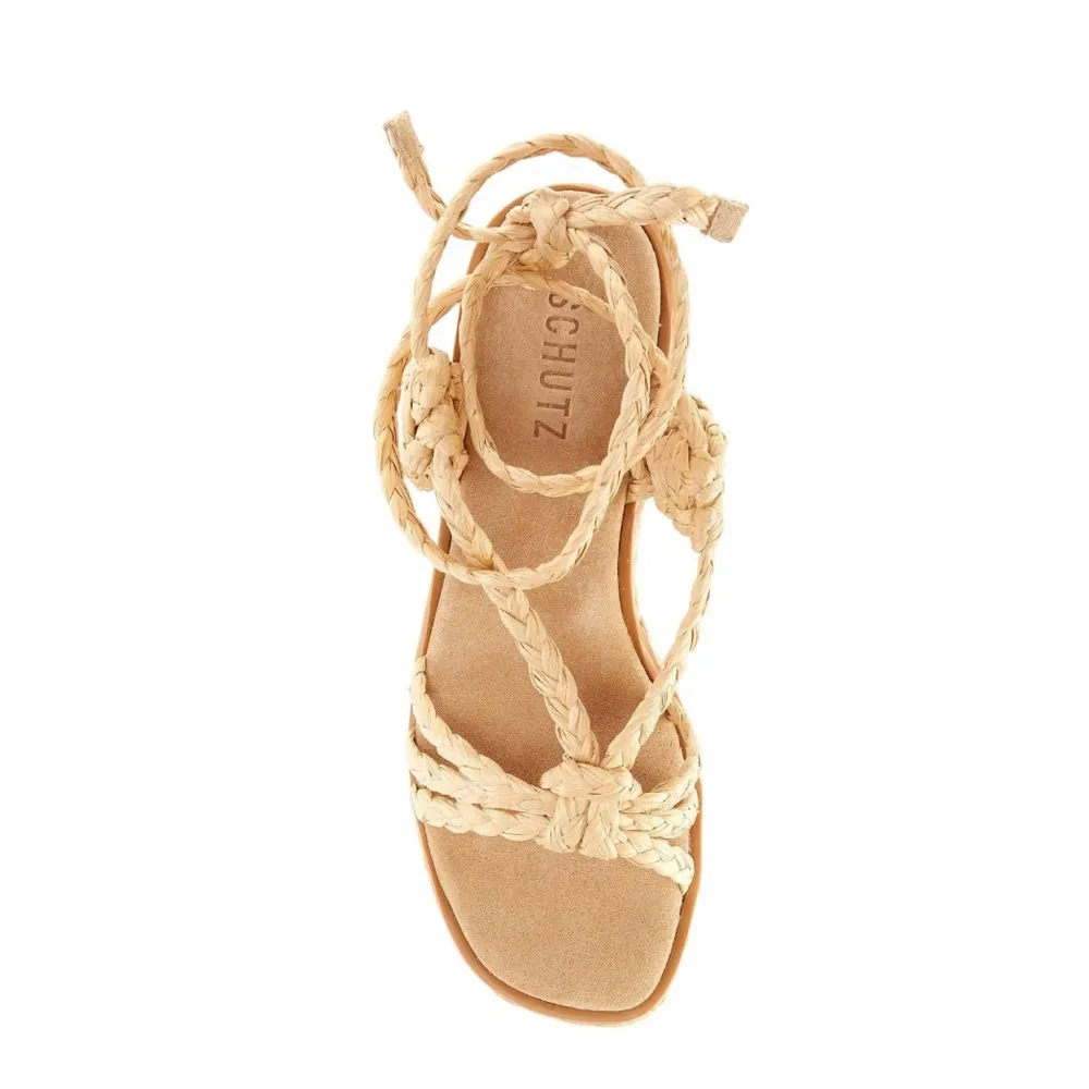 NEW  Revolve* Geissa Platform Wedge Espadrille Sandals Nude, Size 11B $158 - Image 7