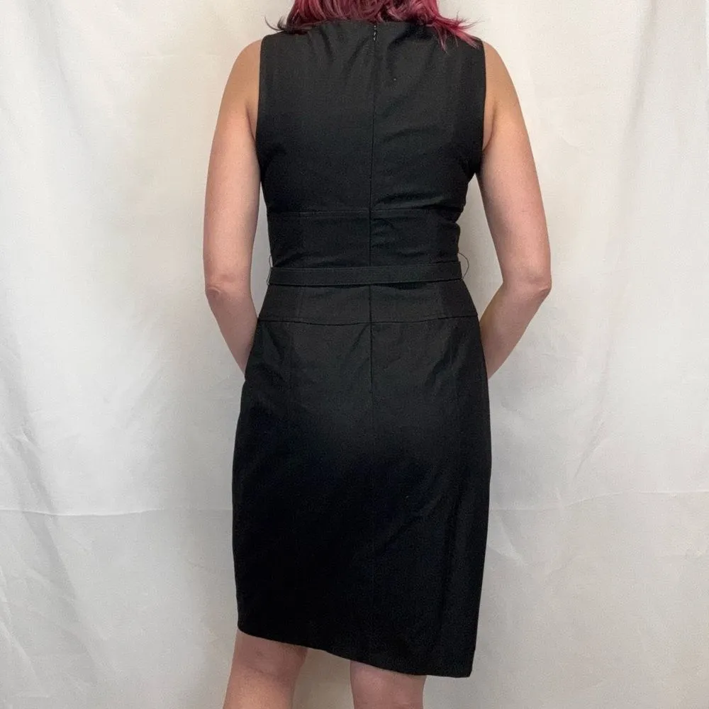 Cache Contour Collection Womens Sleeveless Belted Pencil Dress 12 Dark Grey Gray Gold - Image 2