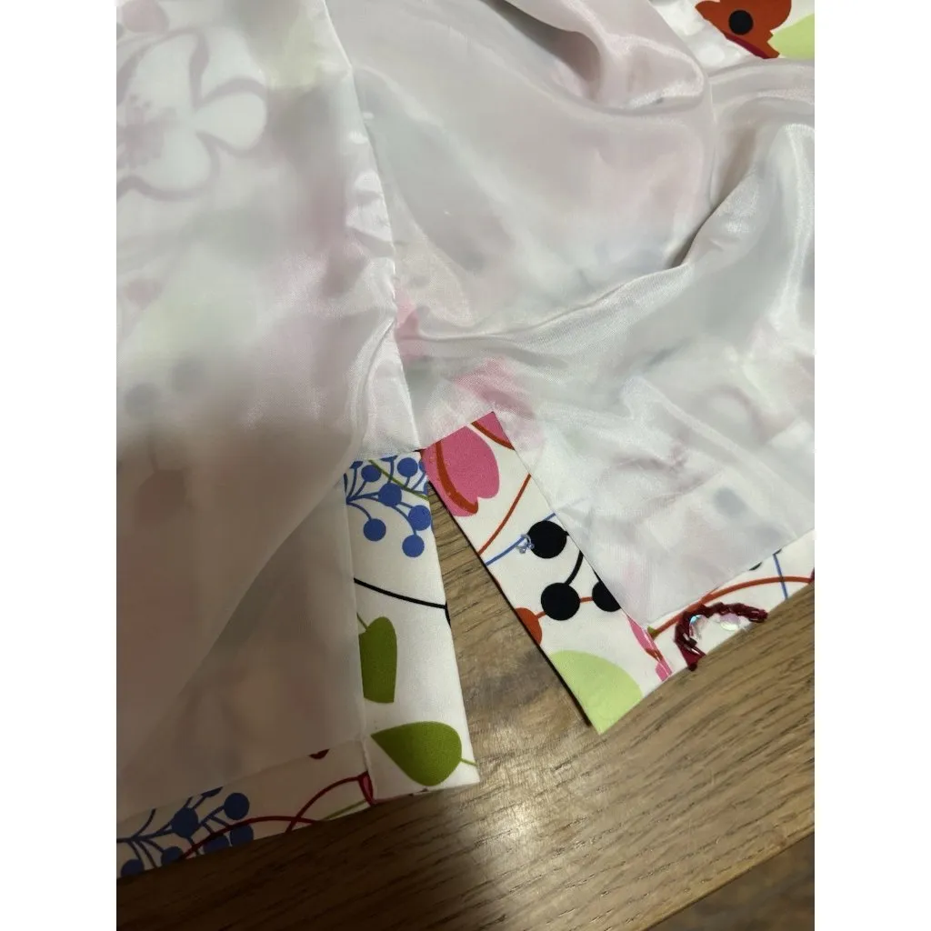 Silk Club Women Size Large Floral Beaded Colorful Blazer Jacket Art Professional - Image 9