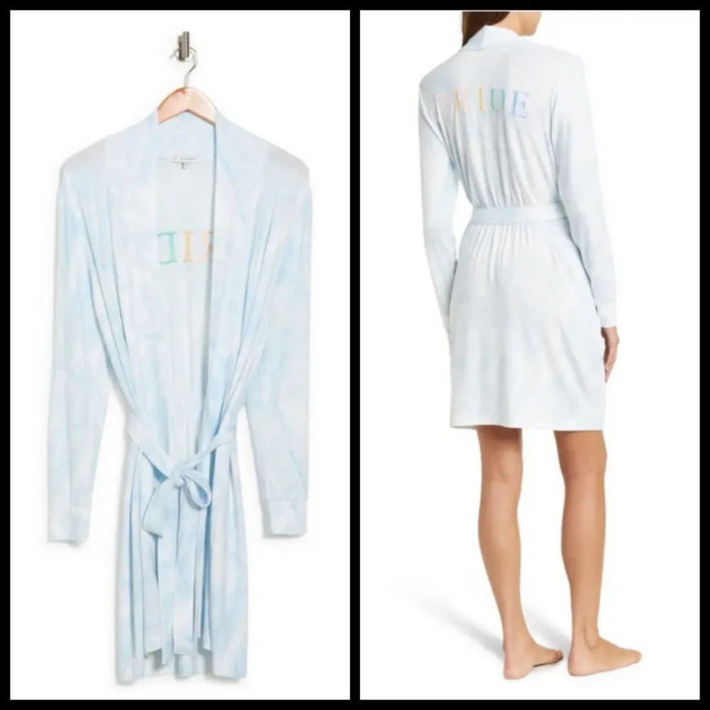 đź’•PJ SALVAGEđź’• Bridal Embroidered Robe ~ Blue Bride Graphic Medium M NWT - Image 3