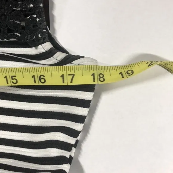 Suzy Shier Striped Sleeveless Lace Dress Sz L Black White - Image 8