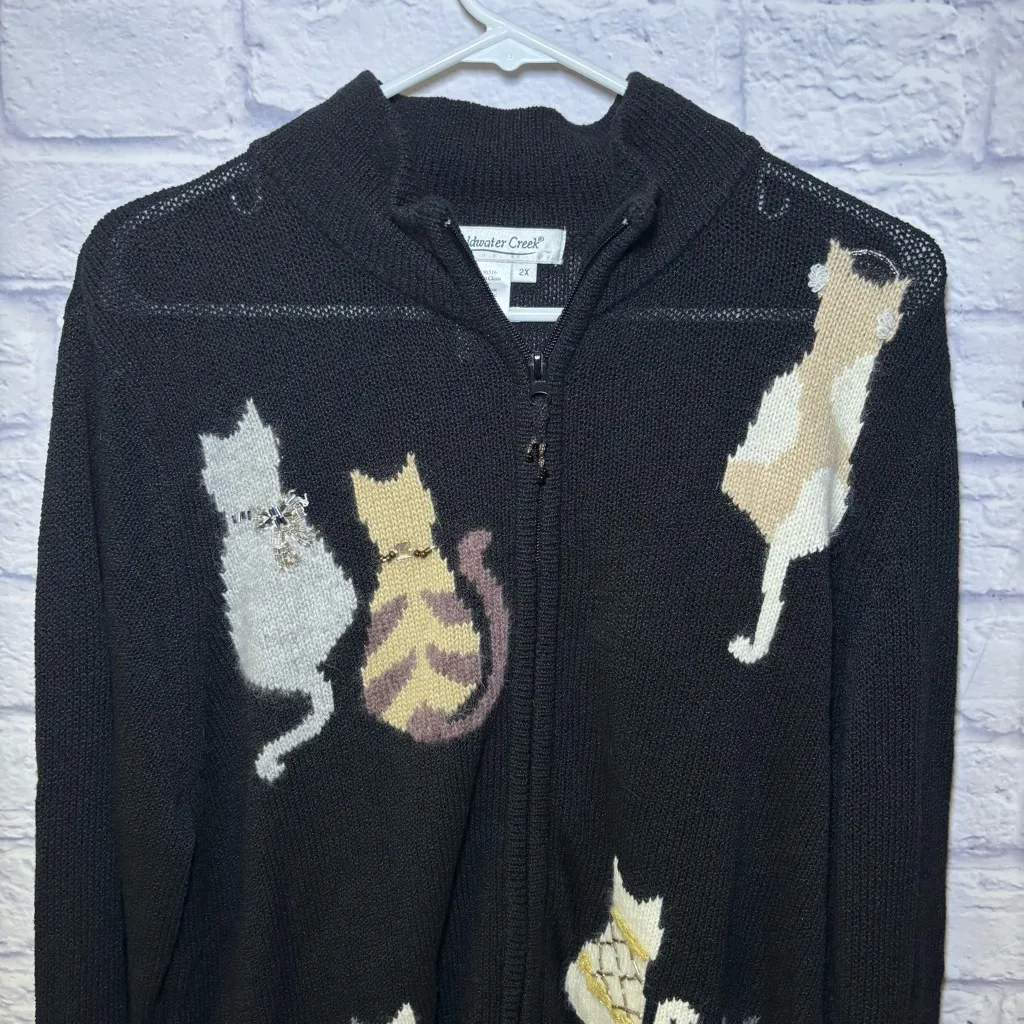 Coldwater Creek Cat Sweater Womens 2X Wool Angora Rabbit Hair Beaded Sequin - Image 3
