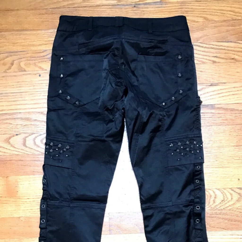 Punk Rave Black Studded Gothic Steampunk Metal Cosplay Visual Kei Pants Size XL - Image 5
