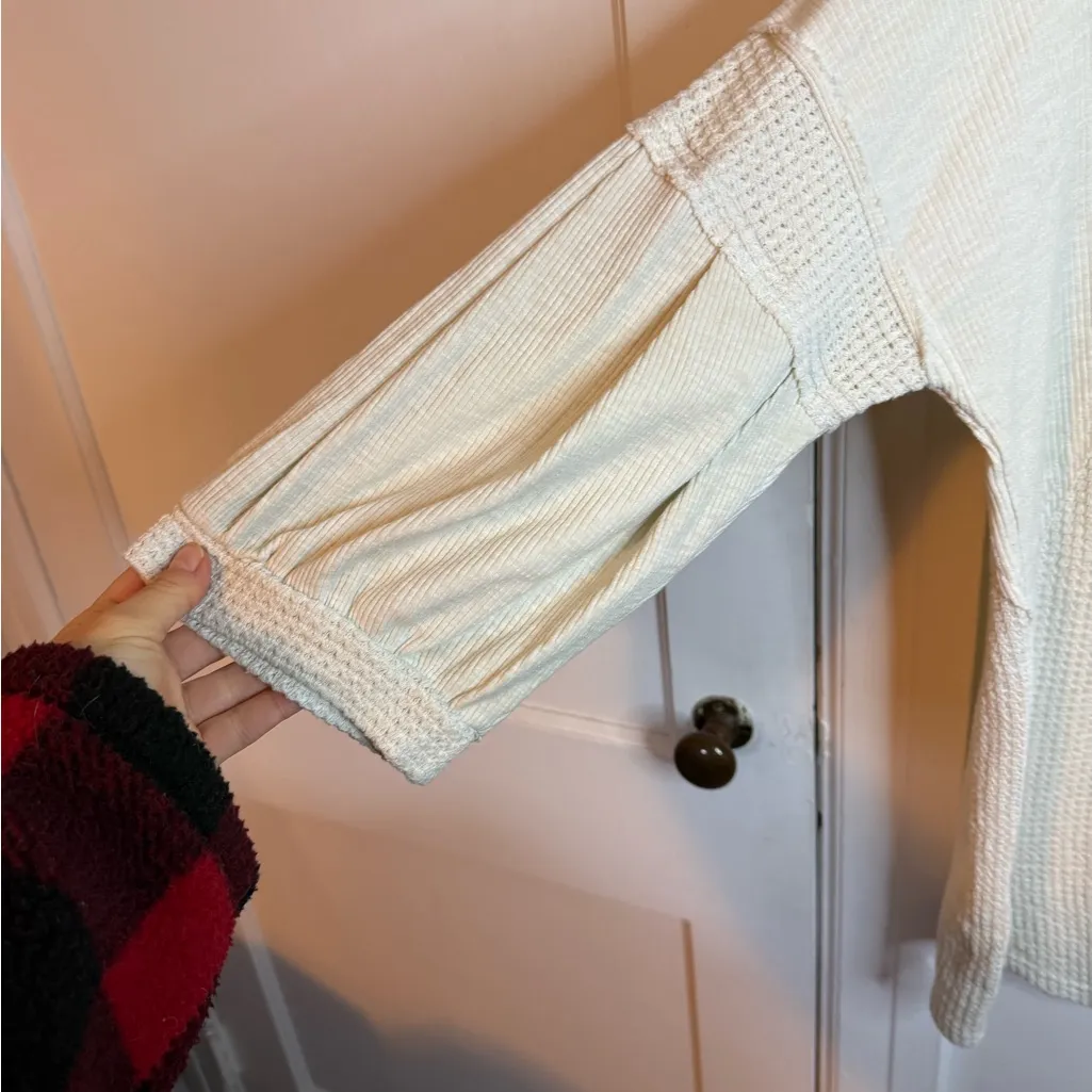 Three Bird Nest Cream Hooded Waffle Knit Pullover - Image 6