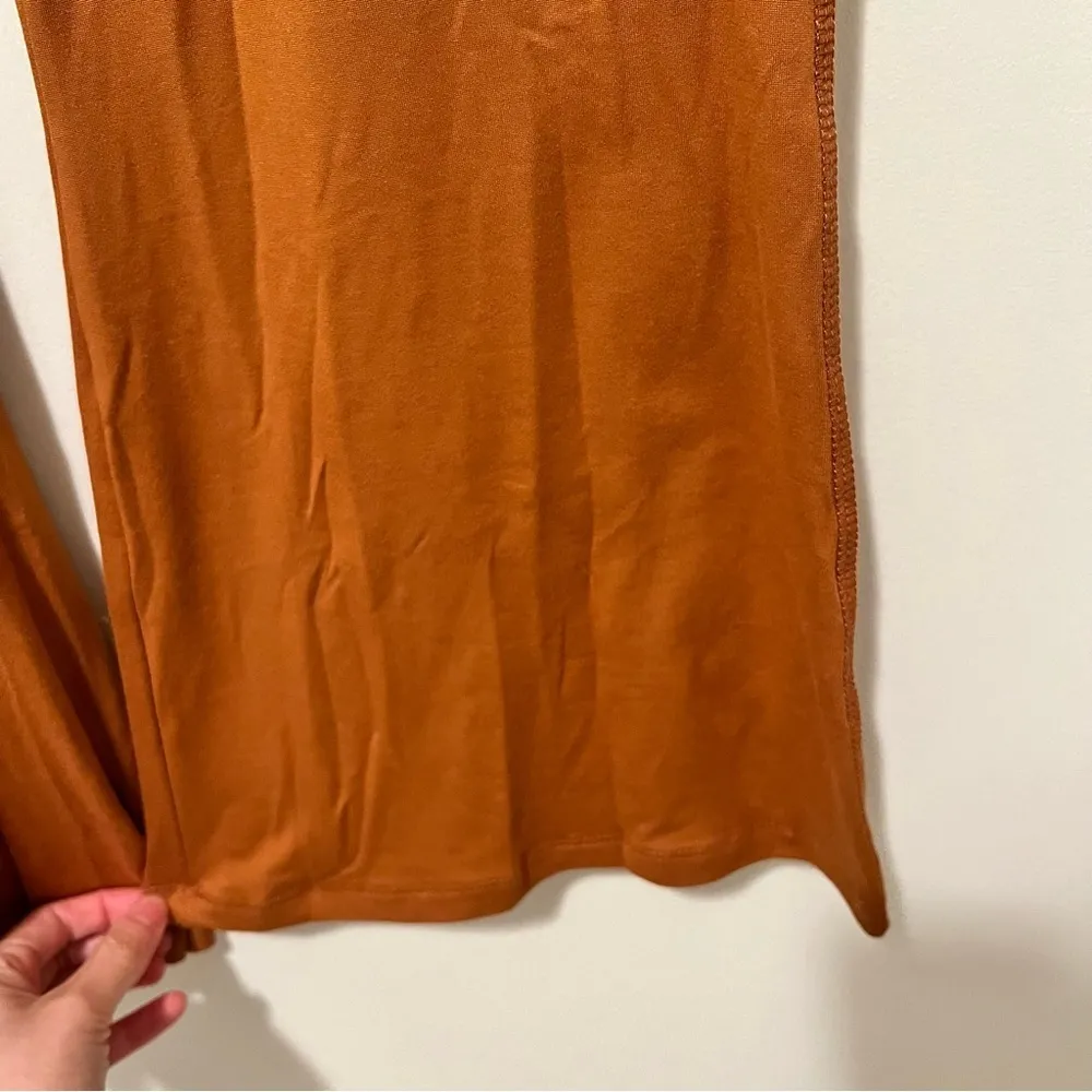 Pink Rose Pull On Orange Mustard Yellow Soft Flare Casual Pants Size Large NWT - Image 2