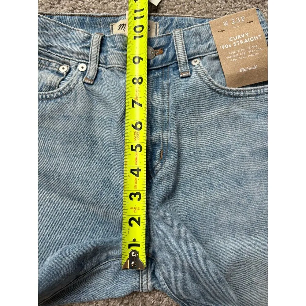NWD Madewell Petite Curvy 90s Straight Leg Jeans Blue Revoir Wash Ripped Size 23 - Image 14