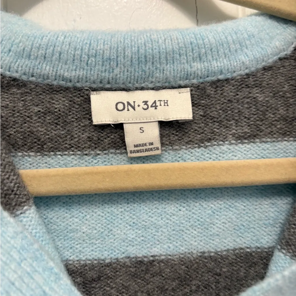 On 34th Striped Blue and Gray Sweater - Image 2