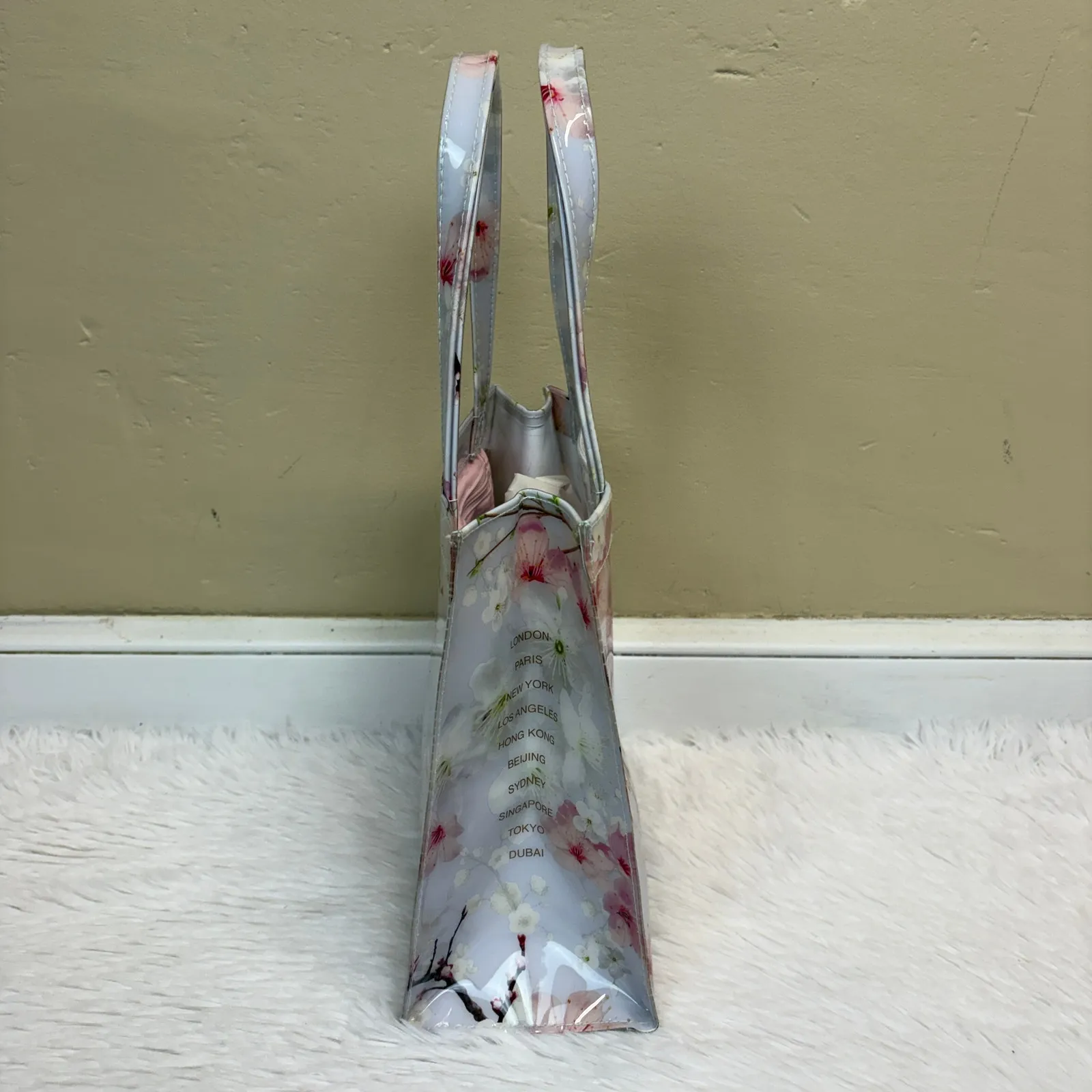 Ted Baker London Cherry Blossom Flowers Print Small PVC Tote Bag - Image 4