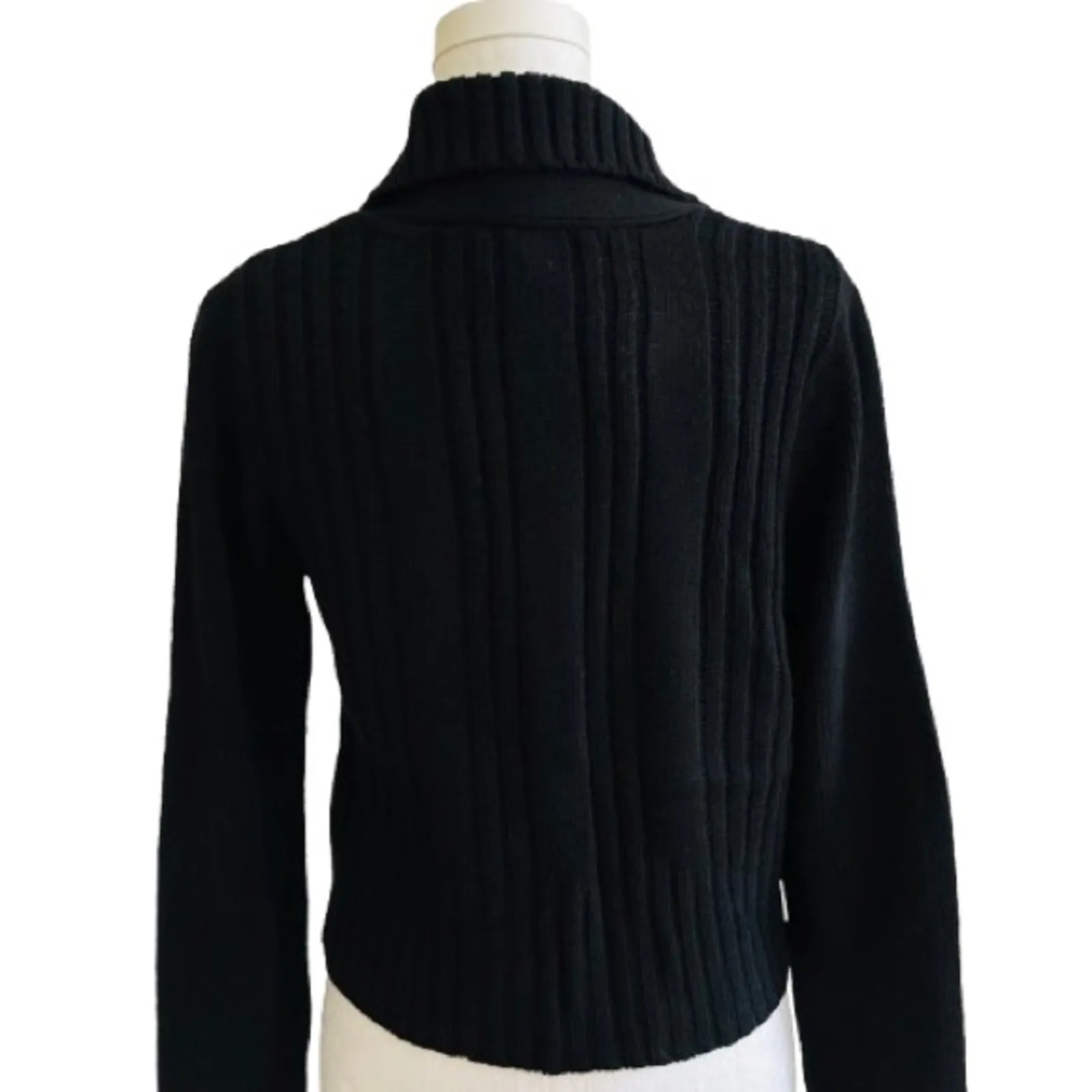 Sweater Project Black Shawl Collar Crop Cropped Ribbed Cardigan Sweater XL NEW - Image 6