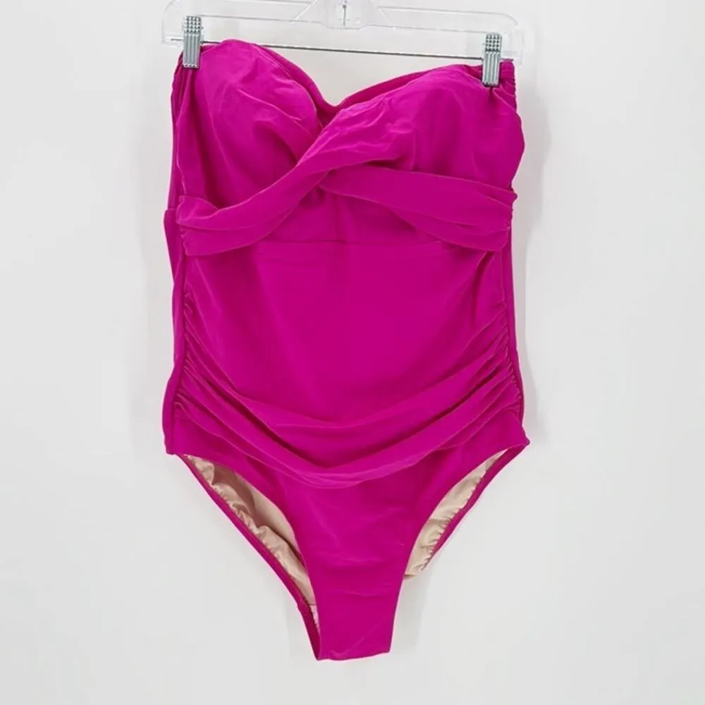 Kona Sol Full Coverage Tummy Control Twist-Front One-Piece Swimsuit size 18 pink - Image 2