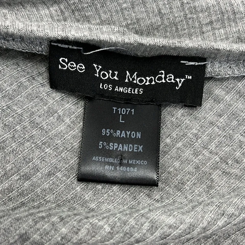 See You Monday Grey Bell Sleeve Off Shoulder Top Size Large - Image 6