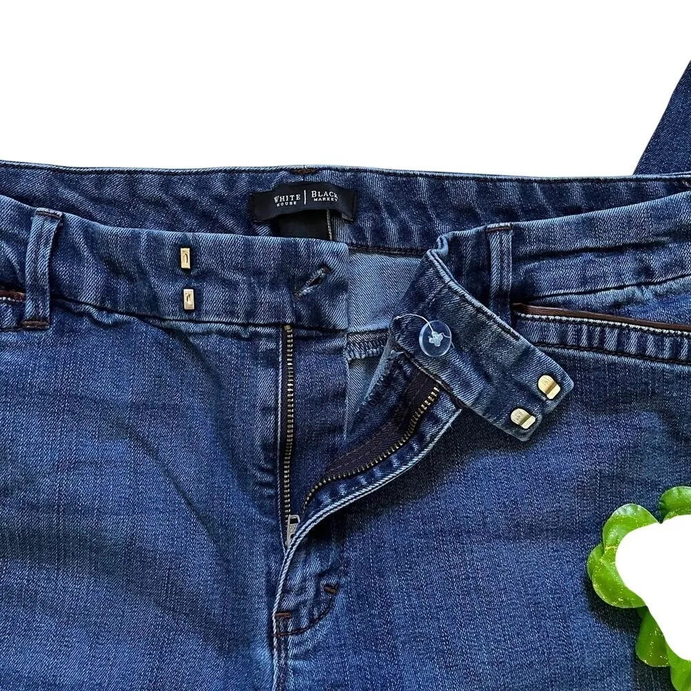 White House Black Market Women's Sz 16 Plus Blue High Rise Skinny Capri Jeans - Image 2