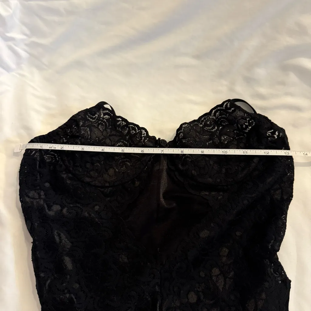 Like New Vintage Fredericks of Hollywood Mesh and Lace Teddy with Garters - Image 3
