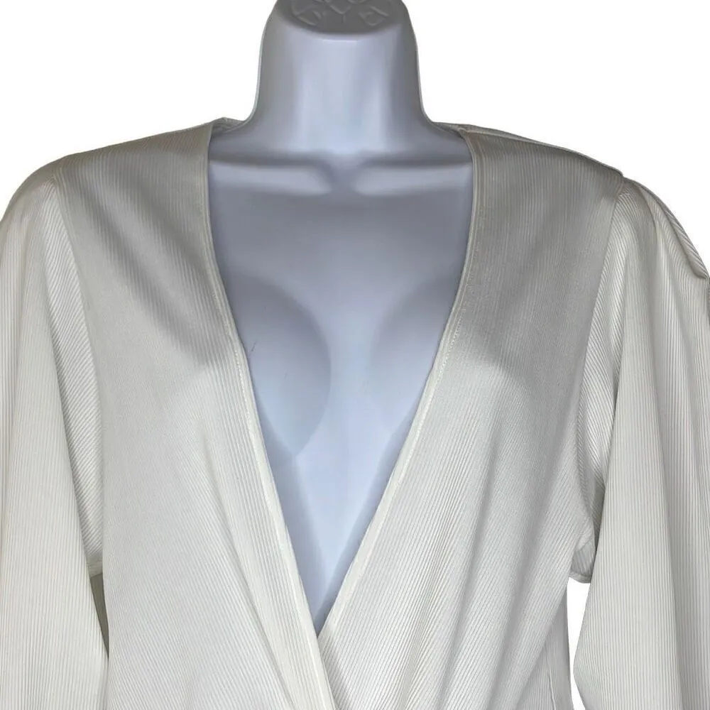 Kimberly Taylor Large Icon Blanc Dress Ivory Plunge Twist Front Long Sleeve NWT - Image 3