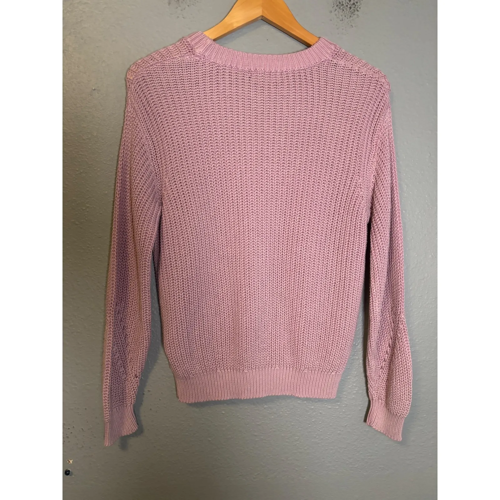 Marine Layer Ramona Pointelle Cotton Crewneck Sweater Lilac Purple Size Small - Image 6