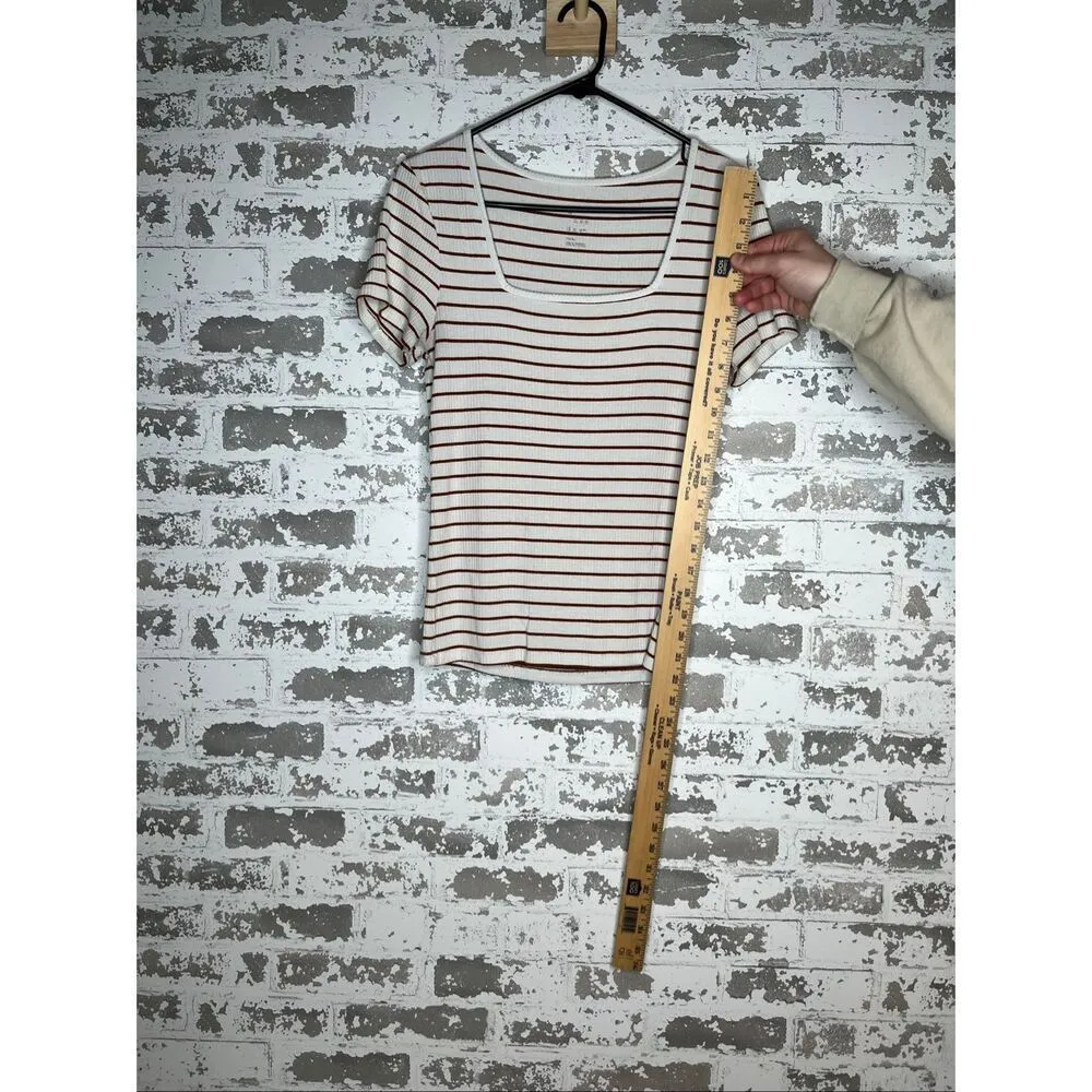 A new day | women striped ribbed square neck short sleeve shirt - Image 5