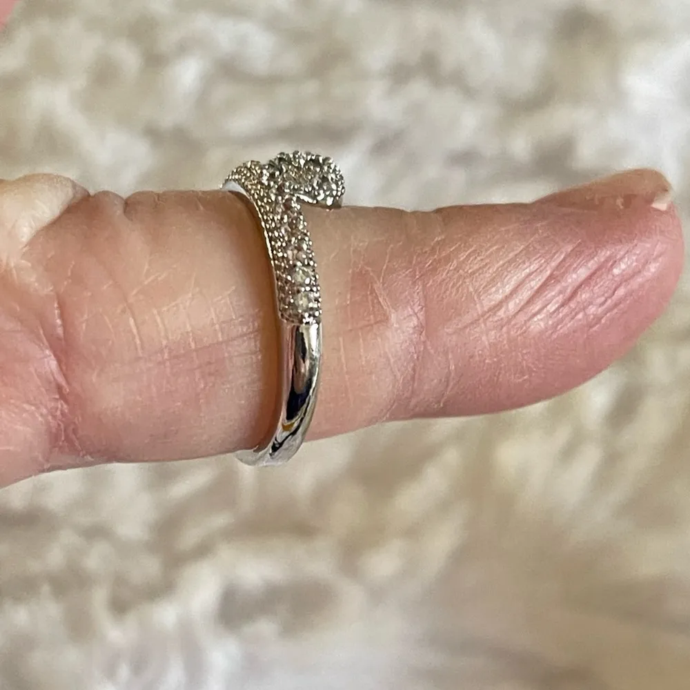 Snake serpent ring with CZs and green eyes Silver - Image 3