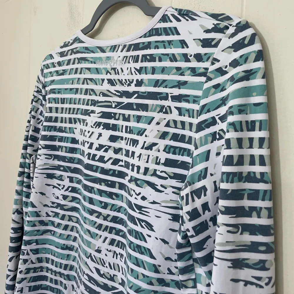 Hang Ten Long Sleeve Sun Shirt Striped Floral Back Zip Pocket ~ Women’s Size M - Image 7