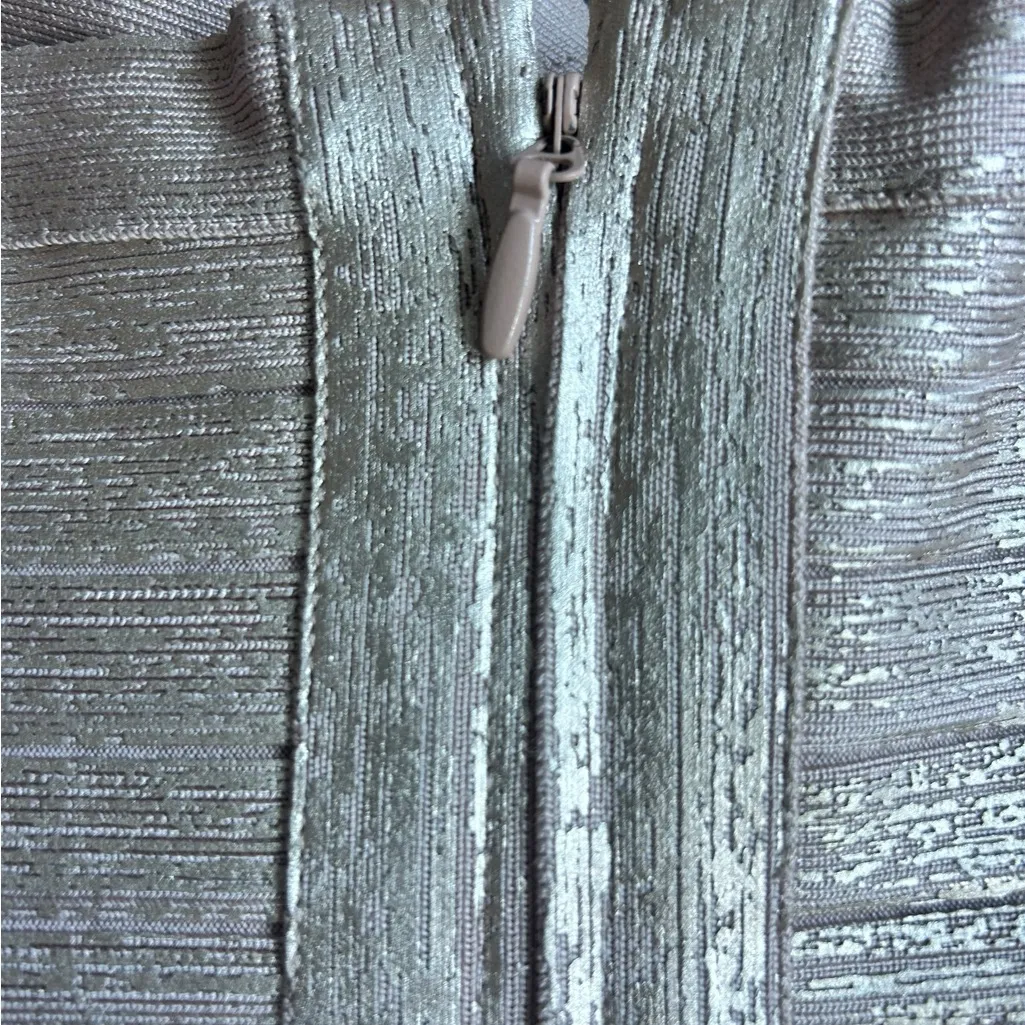 Herve Leger Rose Gold Off-Shoulder Bandage Dress Sweetheart Neckline Metallic - Image 10