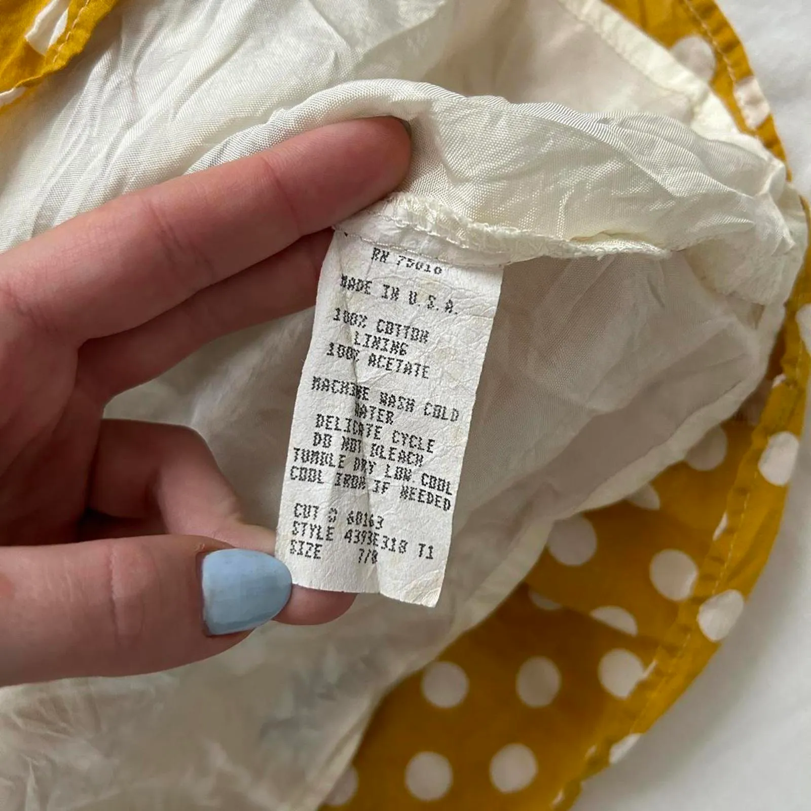 Y2K paper tags vintage City Triangles Yellow brown white floral dress polka dots - Image 5