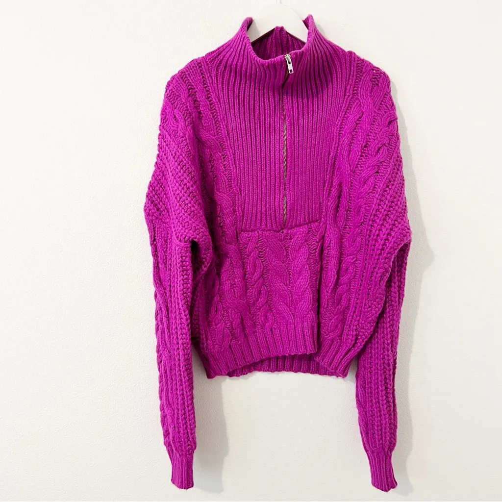 NWT For Love & Lemons Women's Purple and Pink Jumper Sweater Zip Size Small S - Image 2