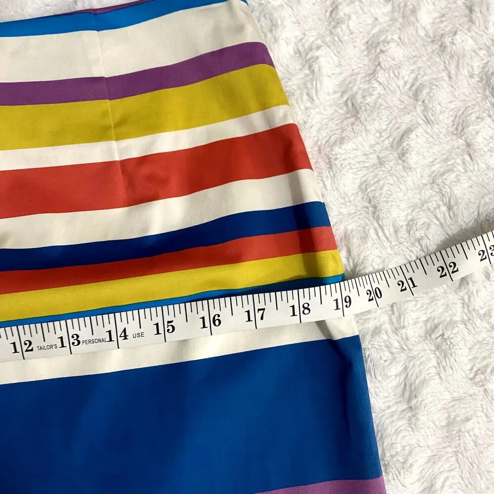 Boden Blue Colorful Straight & Pencil Striped Classic Office Preppy Skirt 8 - Image 7