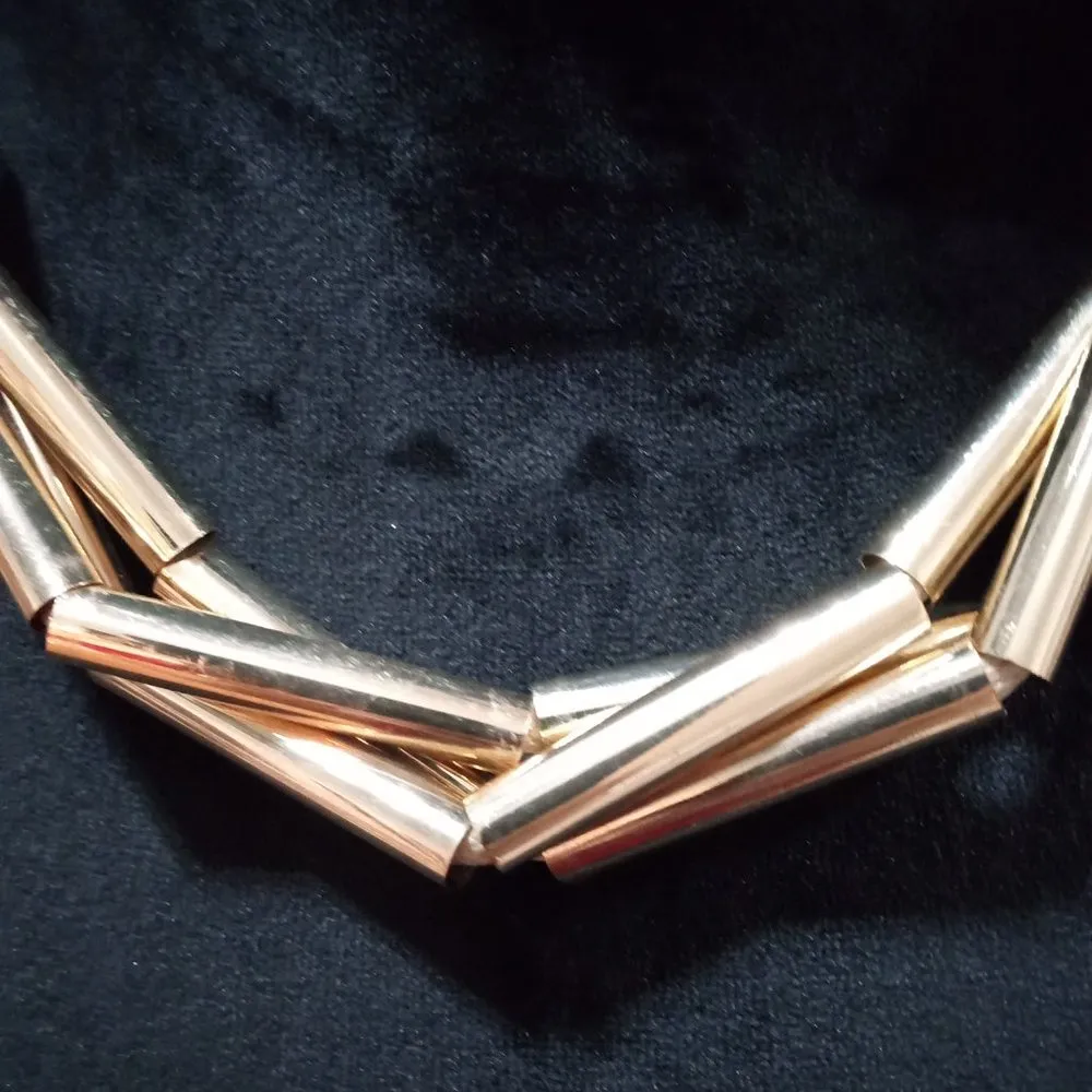 Womens Fashion Chunky Gold Tone Bar Statement Collar Necklace with Lobster Clasp - Image 5