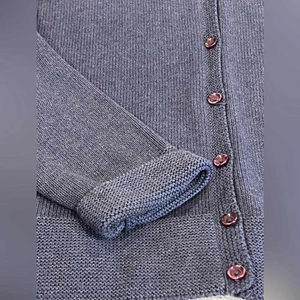 Talbots  Women's Medium Blue Classic Button Up Cardigan Crew Neckline‎ Sweater - Image 6