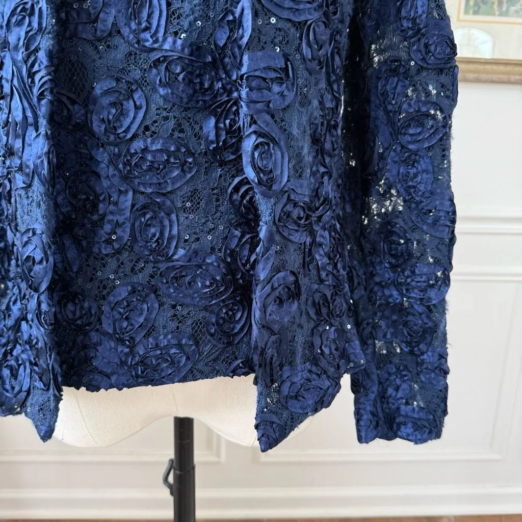 Cachet Dark Blue 2pc Formal Jacket Tank Soutache Sequin Rhinestone Clip 6 - Image 5