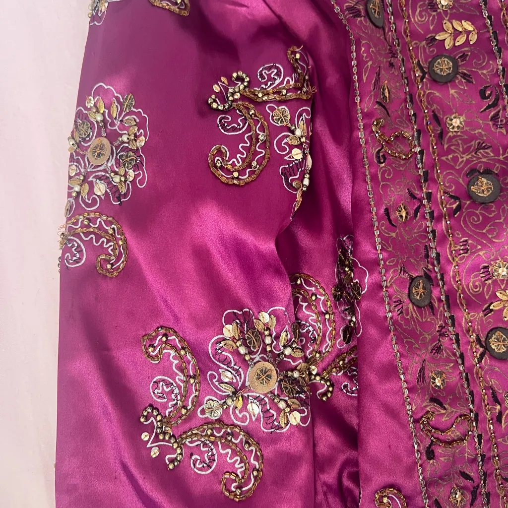 Chico's Magenta Beaded Embellished Blazer - Image 4