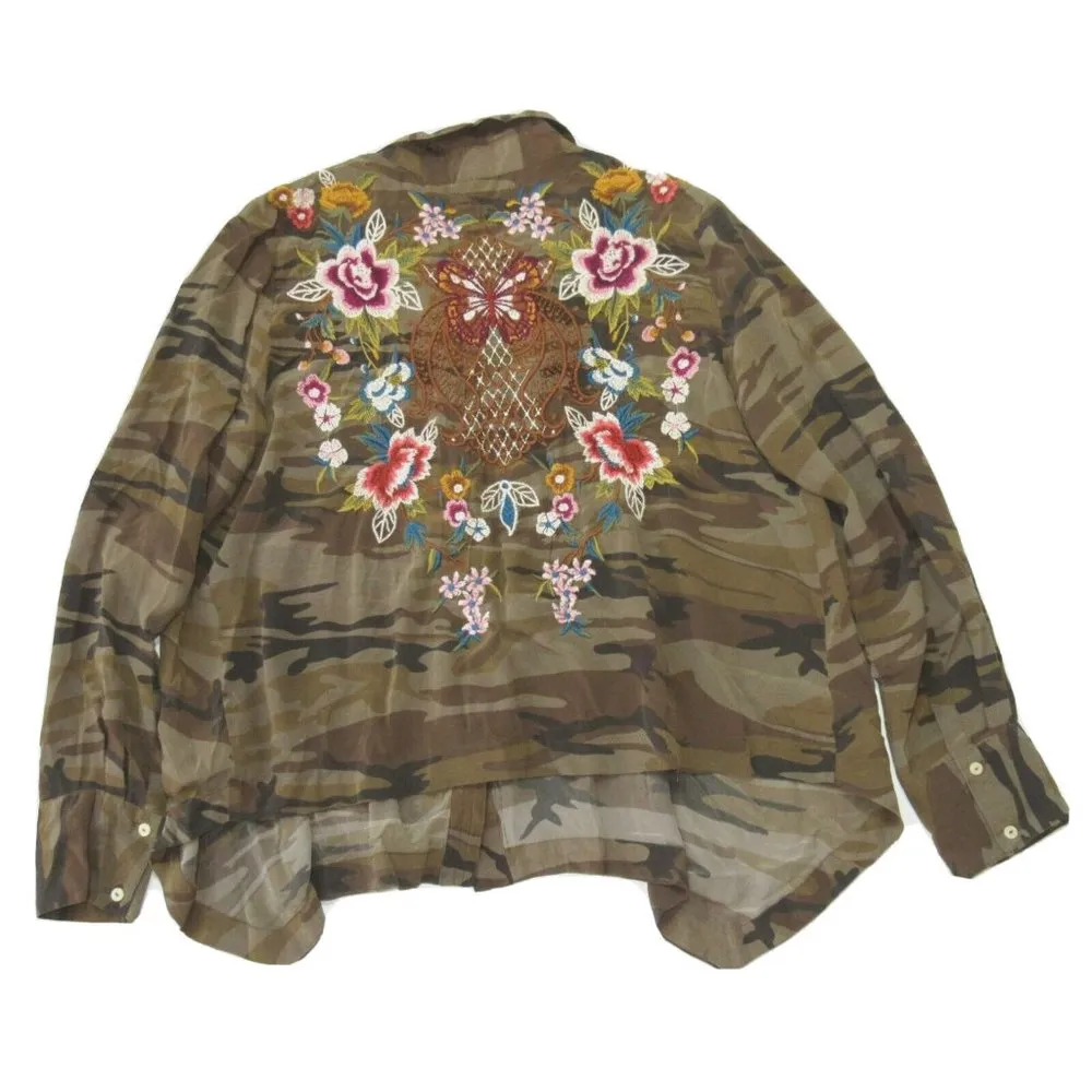 NWT Johnny Was Workshop Camouflage Esmeralda Handkerchief Bolero Shirt S - Image 7