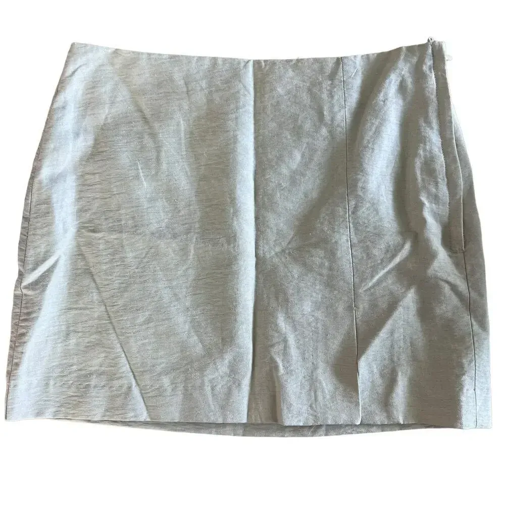 H&M Women's 6‎ Linen Blend Beige Linen Blend Breathable Comfortable Mini Skirt - Image 4