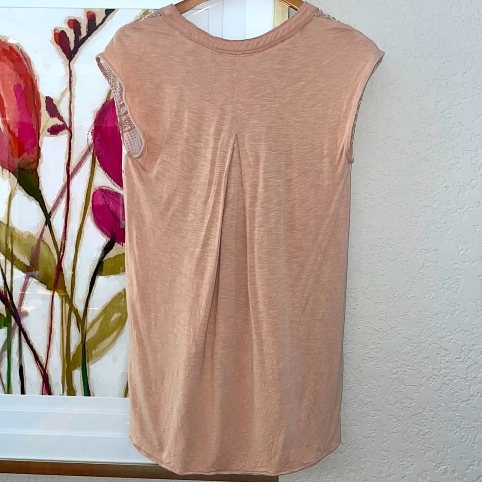 Anthropologie Postage Stamp Blush Pink Top Gauzy Casual Sheer Y2K - Image 3