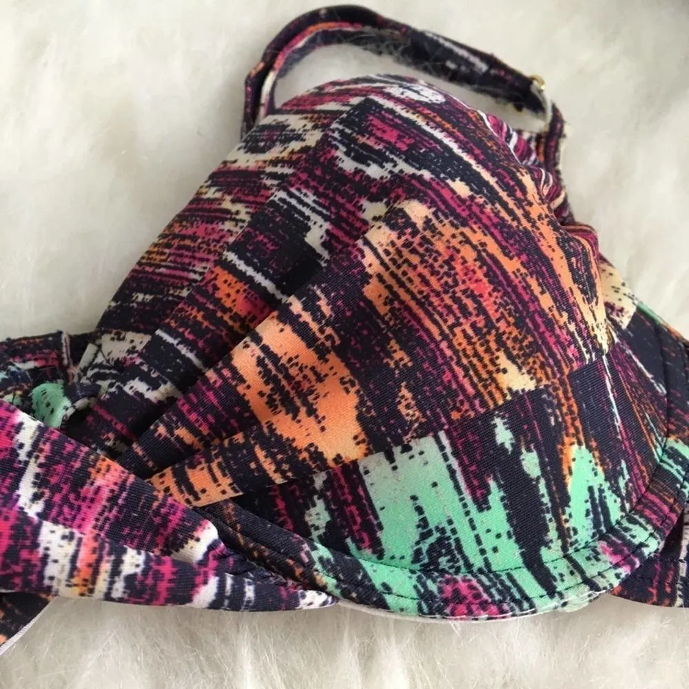Ninety Six Degrees Tribal Print Push Up Bikini Top Medium Padded Adjustable Swim Purple - Image 3
