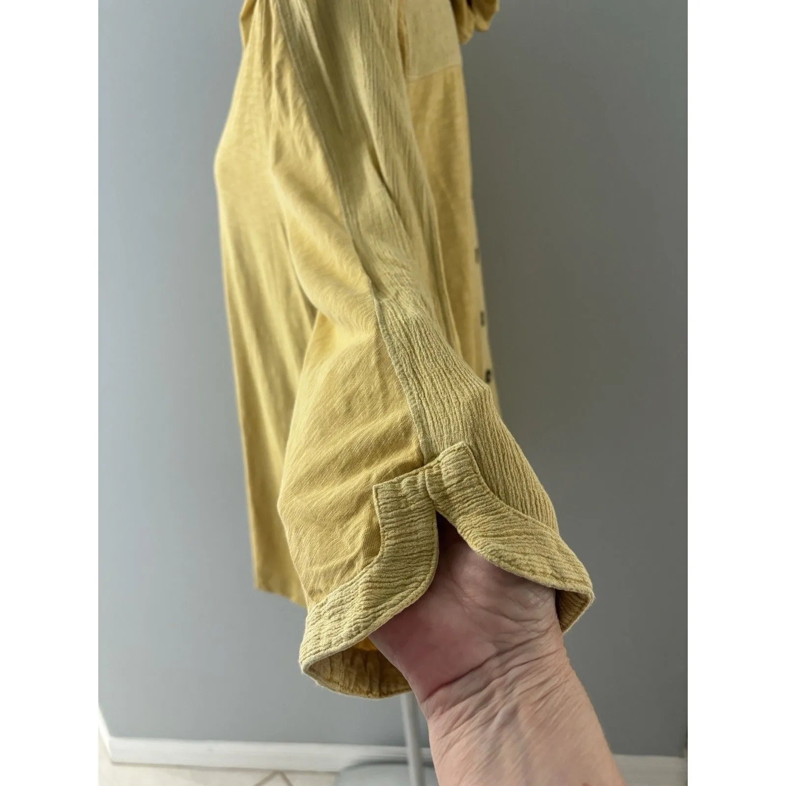 Soft Surroundings Hoodie Tunic Size L Heather Yellow Pullover Light Sustainable - Image 6