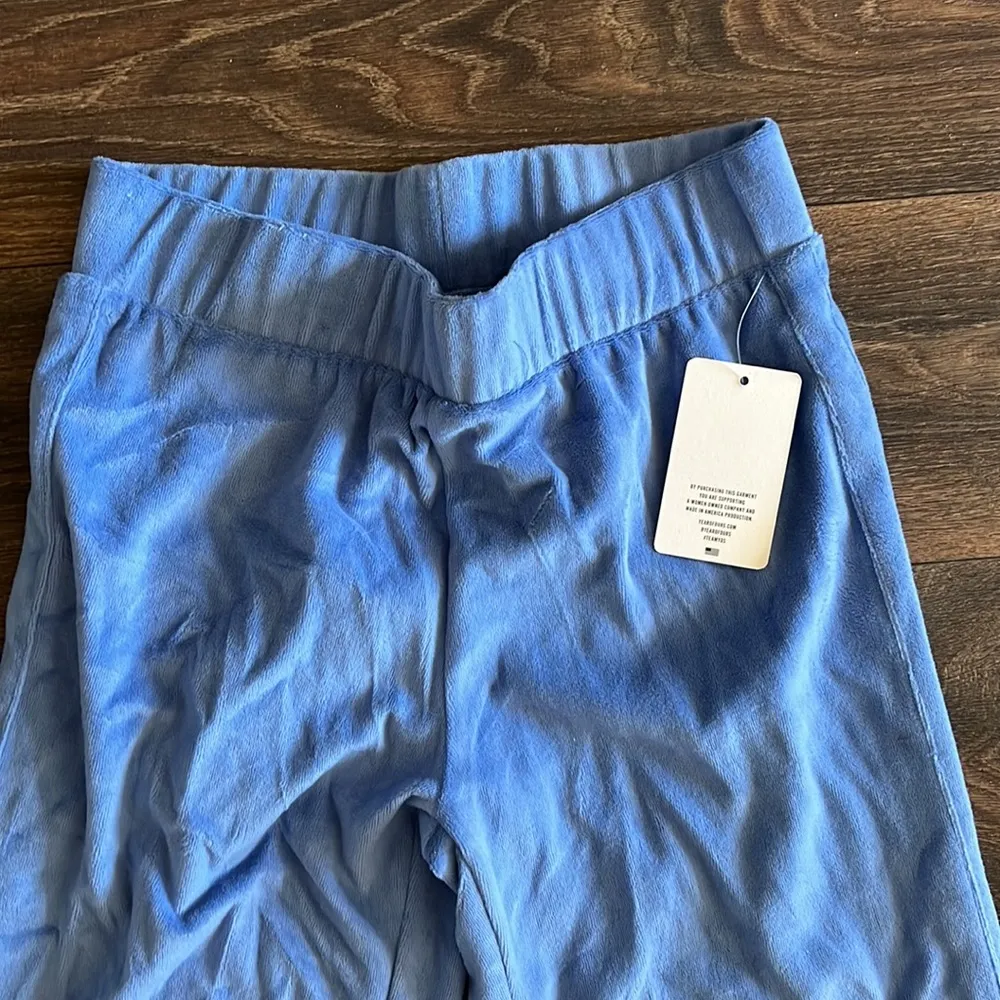 Velour Wide Leg Pant Cloudy Blue - Image 3